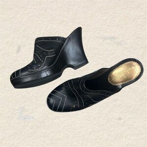 Nicole Miller Dark Brown Women's Leather Clogs